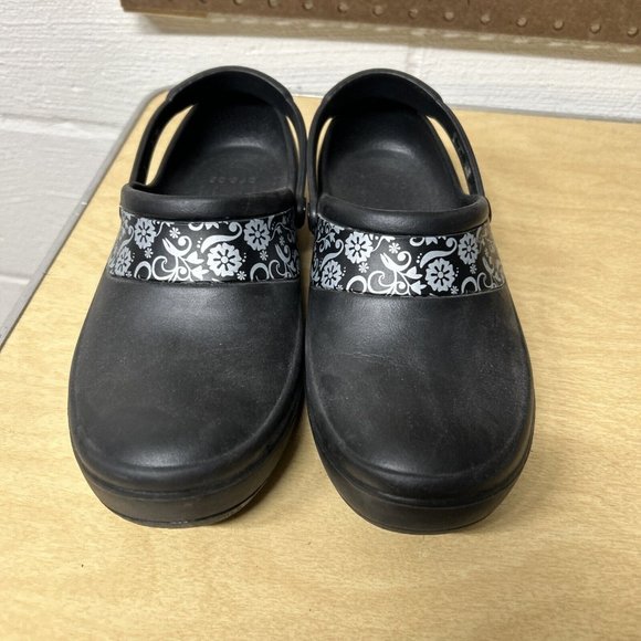 Crocs Women's Mercy 10876 Slip On Casual Floral Black Clogs Size US 8 - Picture 3 of 9